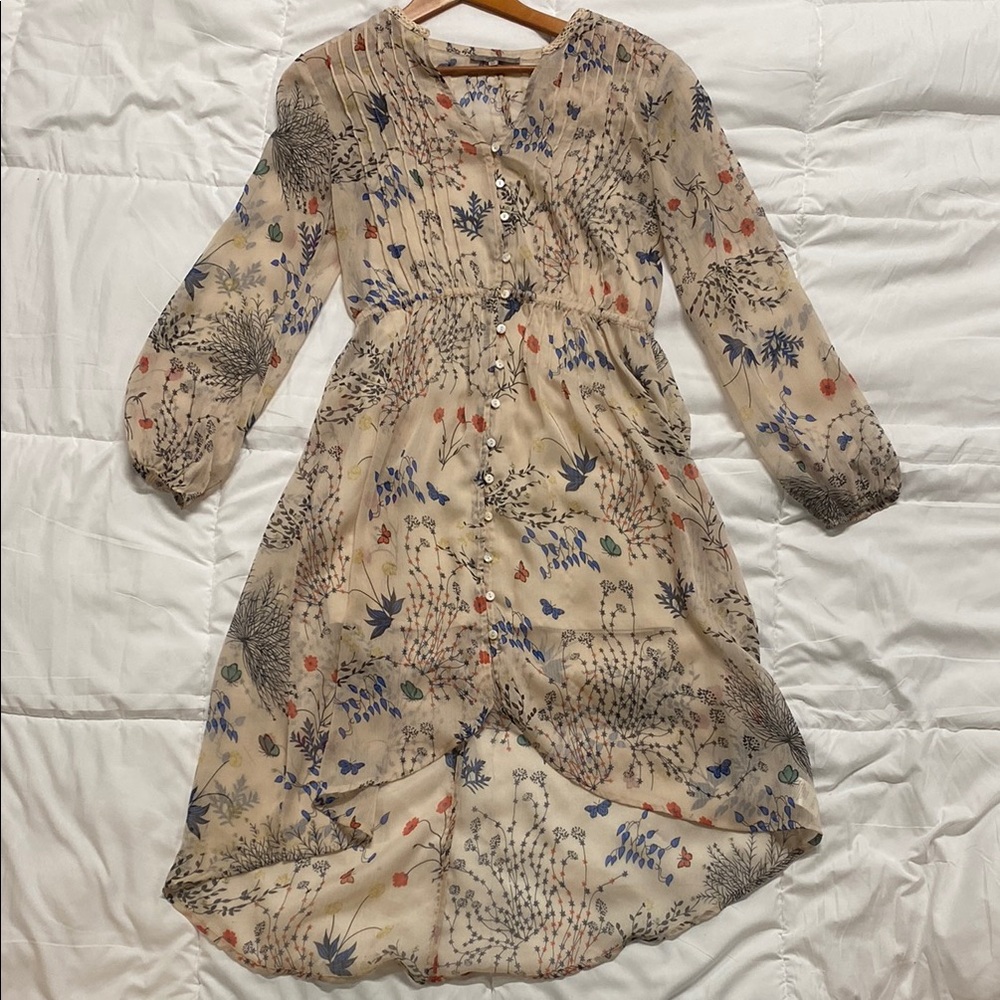Miss Me Beige Floral Long Sleeve Dress